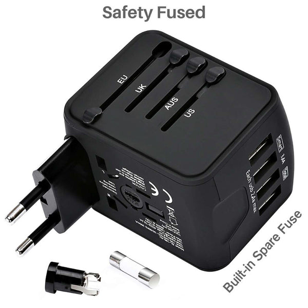The power plug adapter provides surge protection