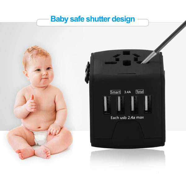 Best promotional gift universal travel adapter with USB port, USB charger safe for kids