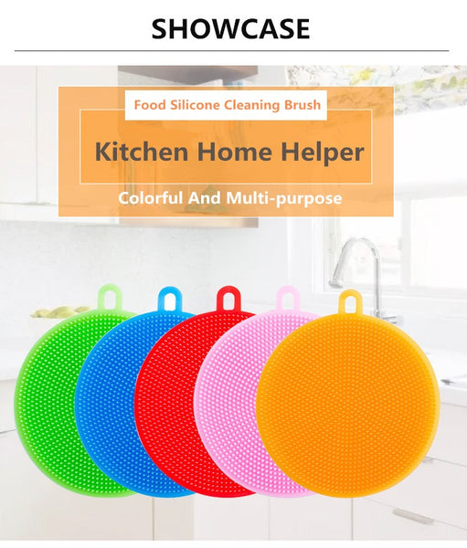 Multifunction Silicone Dish Bowl Cleaning Brush Silicone Scouring Pad 