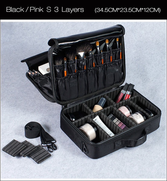 Women High Quality Professional Makeup Organizer Bolso Mujer Cosmetic Case with Matefila free