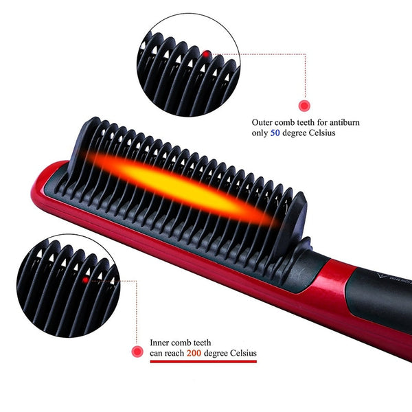 Magic Tourmaline Ceramic Hair Straightener Anion Comb Flat Instant Iron Comb 6 Temperature Digital Control Hair Care