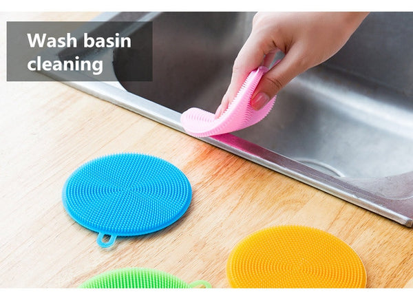 2019 Silicone Dish Bowl Cleaning Brushes Multifunction Scouring Pad Pot Pan Wash Brushes Cleaner Kitchen Dish Washing Tool DH0718 From Sdingding