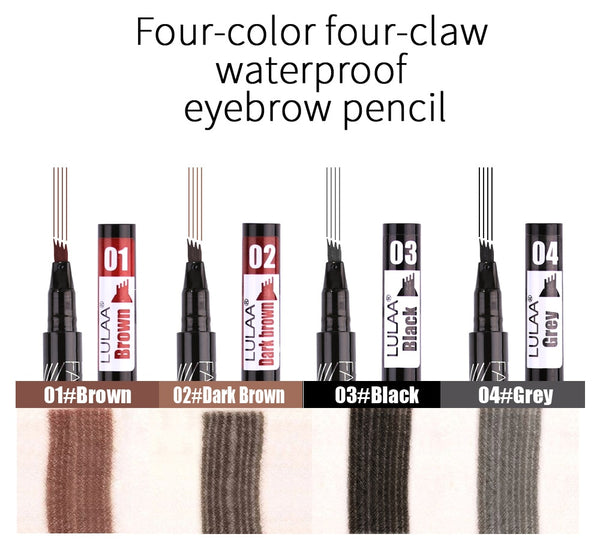 Kit Waterproof Natural Eyebrow Pen Four-claw Eye Brow Tint Makeup Four Colors Eyebrow Pencil Brown Black Grey Brush