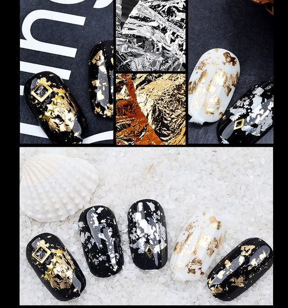 Fully Set of old Irregular Aluminum Foil Paper Nail Art Sticker Set 3D best buy with lowest price
