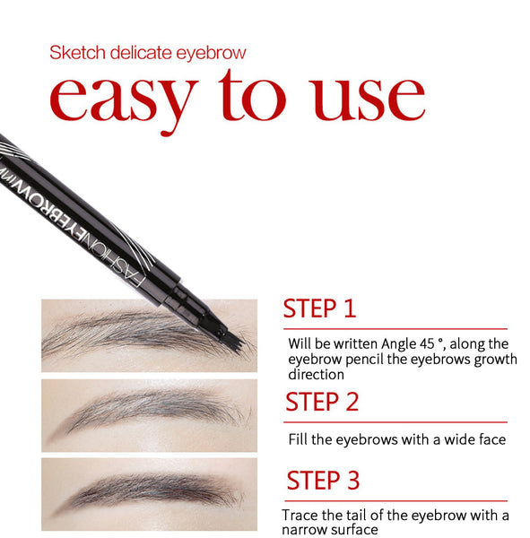 Easy to use Waterproof Natural Eyebrow Pen Four-claw Eye Brow Tint Makeup Four Colors Eyebrow Pencil Brown Black Grey Brush