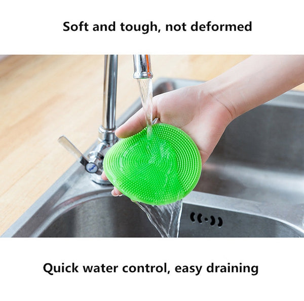 Multifunction Silicone Dish Bowl Cleaning Brush Silicone Scouring Pad Silicone Dish Sponge Kitchen Pot Cleaner Washing