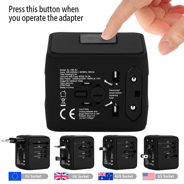 Universal All in One Travel Adapter Worldwide Travel Adaptor Power Converters Wall Charger AC Power Plug Adapter