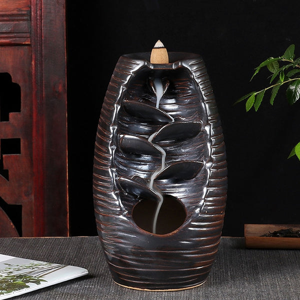 Backflow Incense Burner Home Decor Ceramic Stick Incense Holder Porcelain Smoke Waterfall Back Flow Aromatherapy Censer