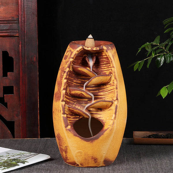 Creative Ceramic Incense Holder Waterfall Backflow Incense Burner Censer Craft For Gift Home Garden Decor Ornament Supplies-in Incense 