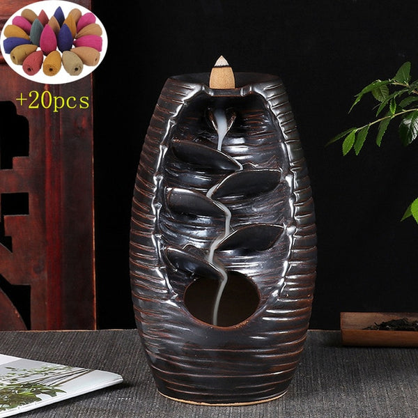 Ceramic vase style Ceramic Waterfall Backflow Incense Burner Incenser Holder Home Decor Aromatherapy Ornament