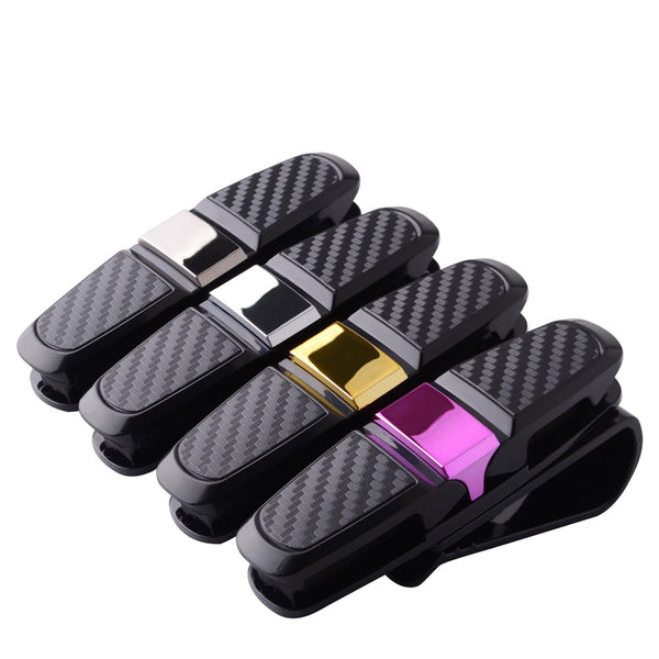 Amazing Car Sun Visor Sunglasses Holder Carbon Fiber Eyeglasses Clip