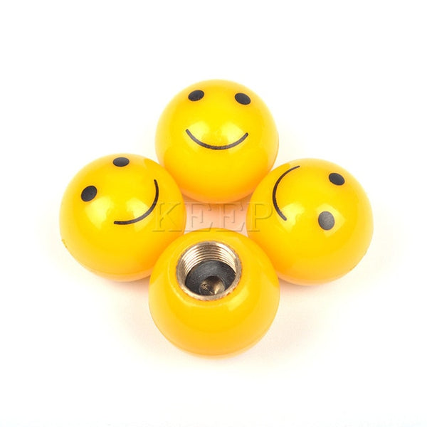 Emoji Wheel Tire Valve Caps For Car Motorcycle Bicycle Air Cover Set of 4 Pc