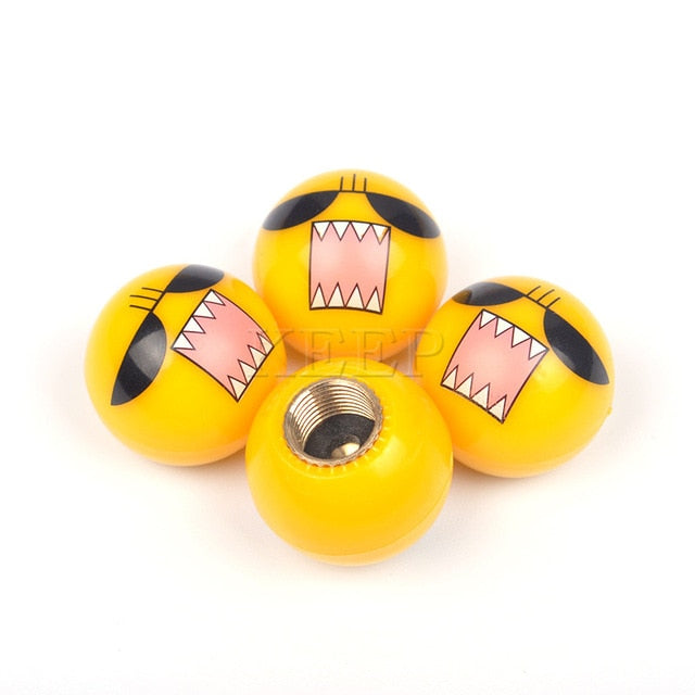 Emoji Wheel Tire Valve Caps For Car Motorcycle Bicycle Air Cover Set of 4 Pc