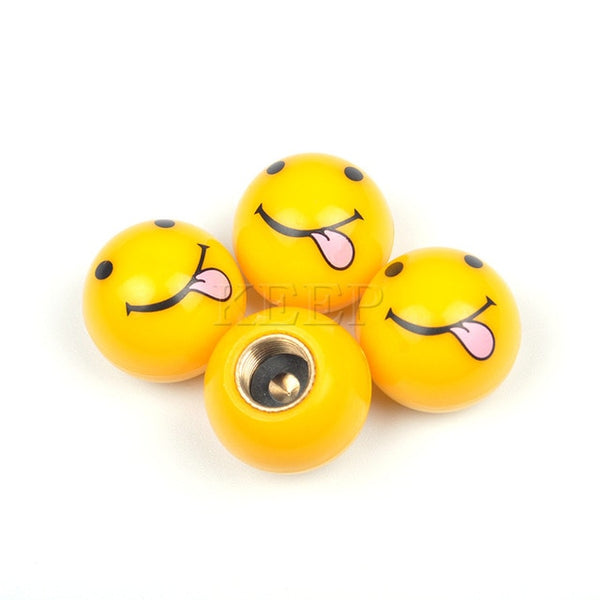Emoji Wheel Tire Valve Caps For Car Motorcycle Bicycle Air Cover Set of 4 Pc