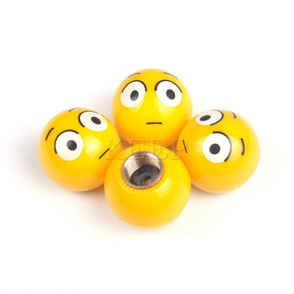 Emoji Wheel Tire Valve Caps For Car Motorcycle Bicycle Air Cover Set of 4 Pc