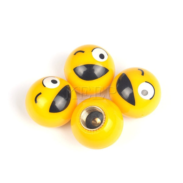 Emoji Wheel Tire Valve Caps For Car Motorcycle Bicycle Air Cover Set of 4 Pc