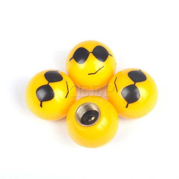 Emoji Wheel Tire Valve Caps For Car Motorcycle Bicycle Air Cover Set of 4 Pc