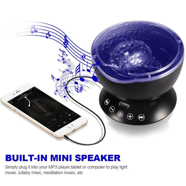  Ocean Wave Projector LED Night Light Built In Music Player Remote Control 7 Light Cosmos Star Luminaria For kid Bedroom
