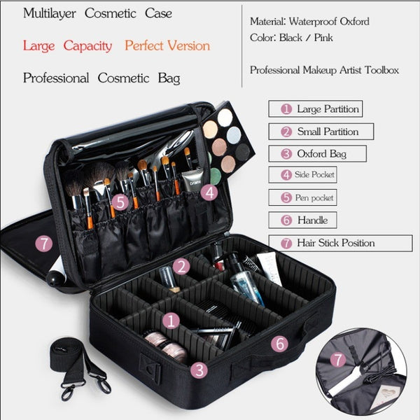 2019 Women High Quality Professional Makeup Organizer Bolso Mujer Cosmetic Case Large Capacity Storage Bag Disassembly Suitcases