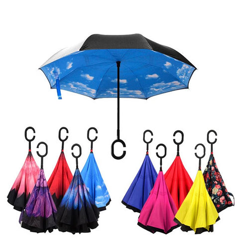 ouble Layer Inverted Umbrellas Reverse Folding Umbrella Windproof UV  Protection free delivery