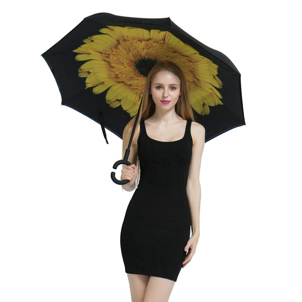 Every one require Double Layer Inverted Umbrellas Reverse Folding Umbrella Windproof UV Protection Big Straight Umbrella for Car