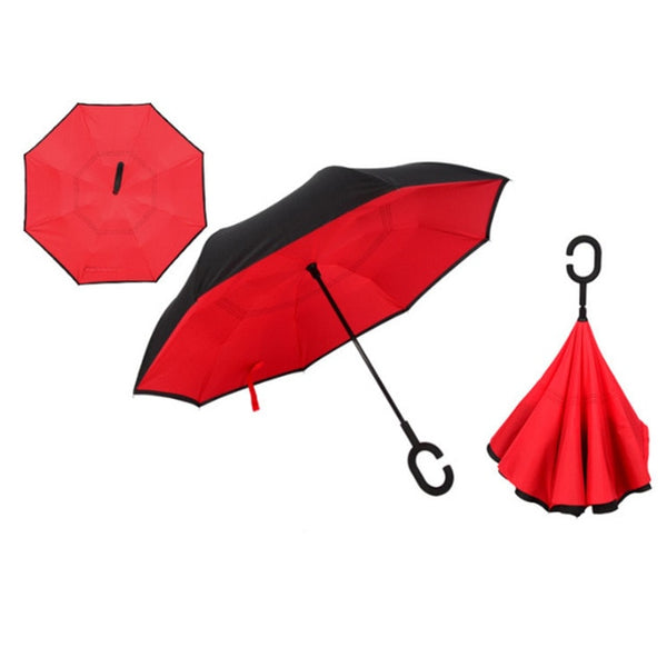 Extra ordinary at low cost Double Layer Inverted Umbrellas Reverse Folding Umbrella Windproof UV Protection Big Straight Umbrella for Car product