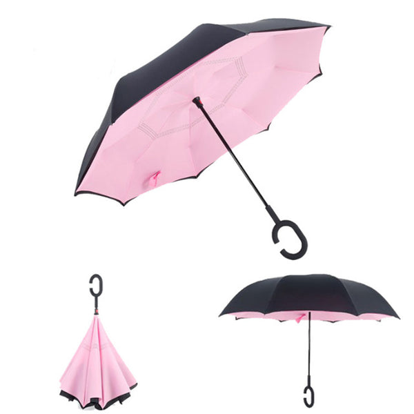 Umbrellas Reverse Folding Umbrella Windproof UV Protection Big Straight Umbrella Inside Out Upside Down for Car Rain Outdoor colorfull