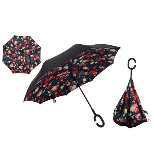 Colorful and easy to buy Double Layer Inverted Umbrellas Reverse Folding Umbrella Windproof UV Protection Big Straight Umbrella for Car
