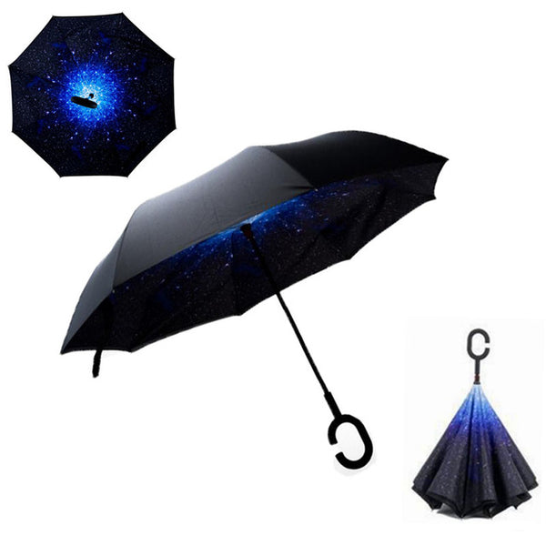 Get it Double Layer Inverted Umbrellas Reverse Folding Umbrella Windproof UV Protection Big Straight Umbrella for Car