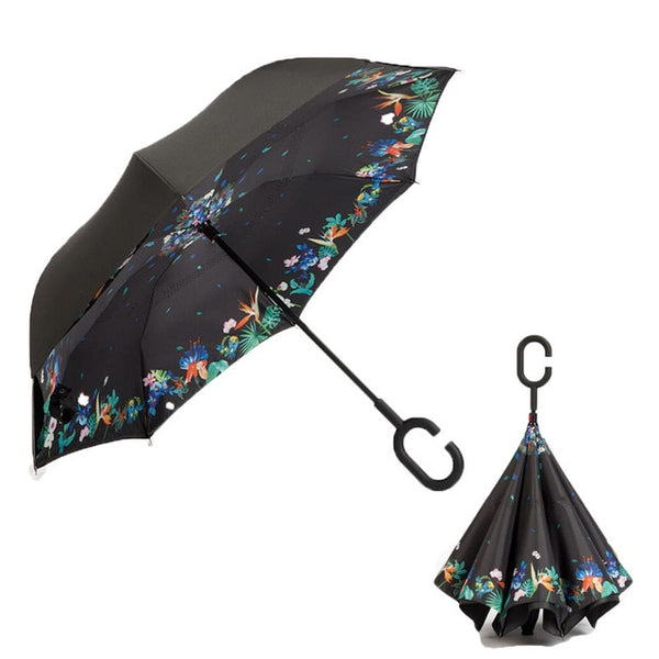 Get it own Double Layer Inverted Umbrellas Reverse Folding Umbrella Windproof UV Protection Big Straight Umbrella for Car