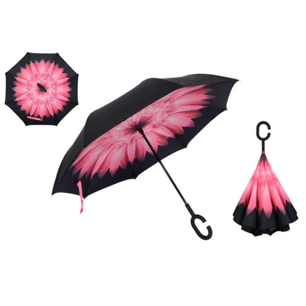 Double Layer Inverted Umbrellas Reverse Folding Umbrella Multi color
