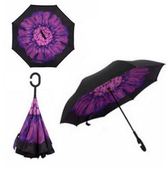 Low cost shoping Double Layer Inverted Umbrellas Reverse Folding Umbrella Windproof UV Protection Big Straight Umbrella for Car