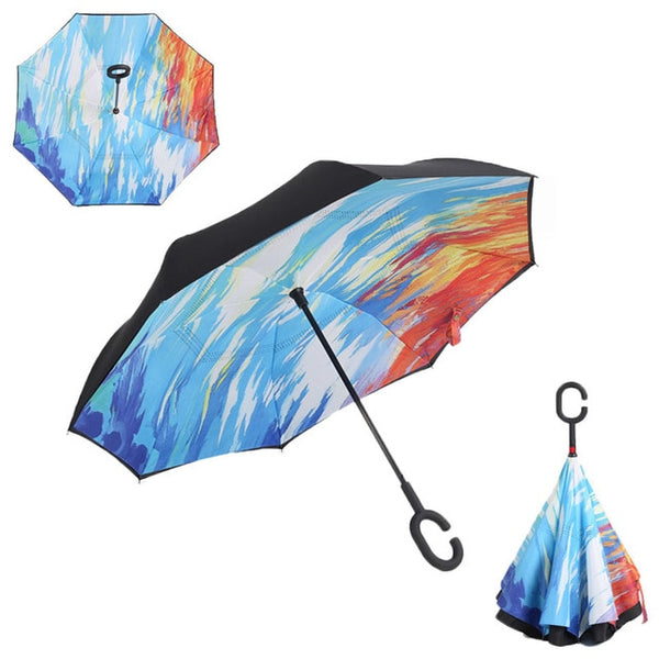Double Layer Inverted Umbrellas Reverse Folding Umbrella Windproof UV Protection Big Straight Umbrella for Car for all person