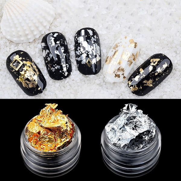 Gold Silver Irregular Aluminum Foil Paper Nail Art Sticker 3D Glitter DIY Manicure UV best Buy