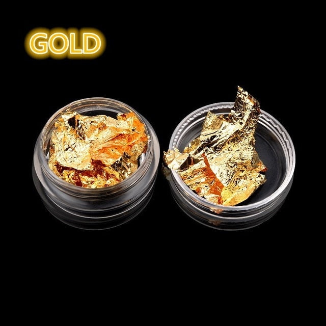 Box Gold Silver Irregular Aluminum Foil Paper Nail Art Sticker 3D Glitter DIY Manicure UV Gel Polish Nail Decoration design best upcoming product