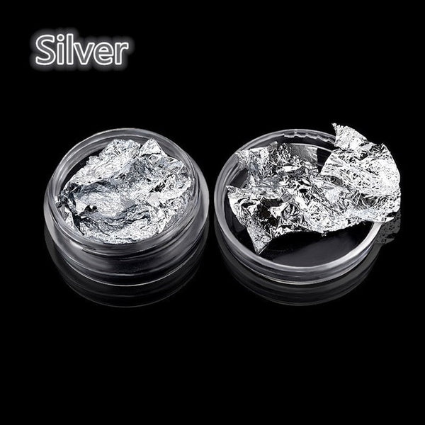  Silver Irregular Aluminum Foil Paper Nail Art Sticker 3D Glitter
