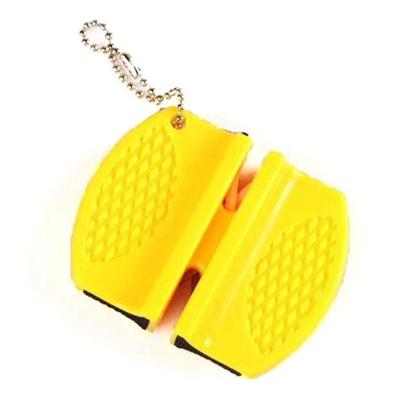 1 PC Mini Portable Knife Sharpener Kitchen Tool Camping Hiking Tapered Knife Sharpening Household Sharpening Stone yellow color