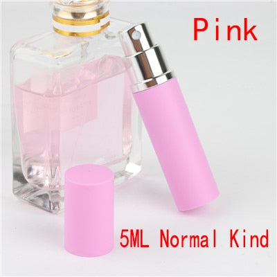5ml Portable Mini Refillable Perfume Bottle With Spray Scent Pump Empty Cosmetic Containers with pink color