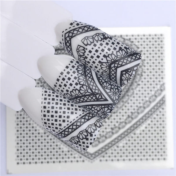 Valentines day Heart Beat Nail Art Stickers black and white