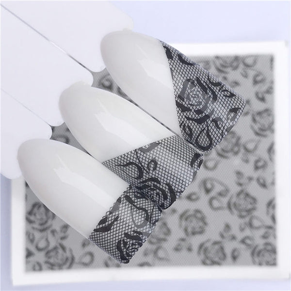 Top Nail Water Decals Lace Flower Designs Transfer Stickers Nail Art Sticker Tattoo Decals