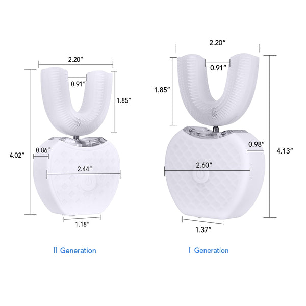 Ultrasonic Rechargeable Electric Toothbrush V-WHITE 360° for Adults Measurement