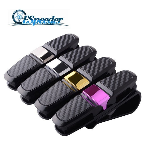 Car Sun Visor Sunglasses Holder Carbon Fiber Eyeglasses Clip