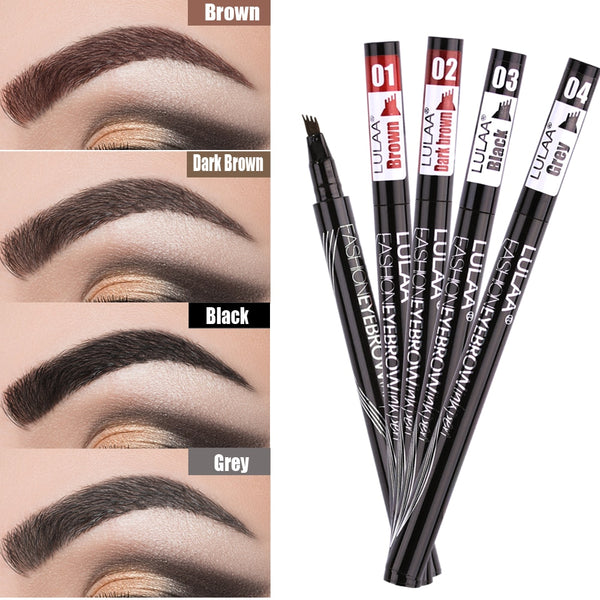 Waterproof Natural Eyebrow Pen Four-claw Eye Brow Tint Makeup Four Colors Eyebrow Pencil Brown Black Grey Brush