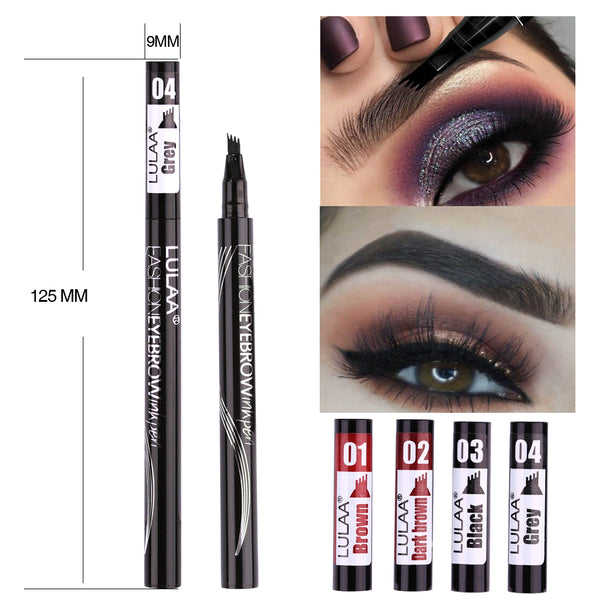 Waterproof Natural Eyebrow Pen Four-claw Eye Brow Tint Makeup Four Colors Eyebrow Pencil Brown Black Grey Brush kit