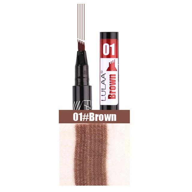 Free Waterproof Natural Eyebrow Pen Four-claw Eye Brow Tint Makeup Four Colors Eyebrow Pencil Brown Black Grey Brush