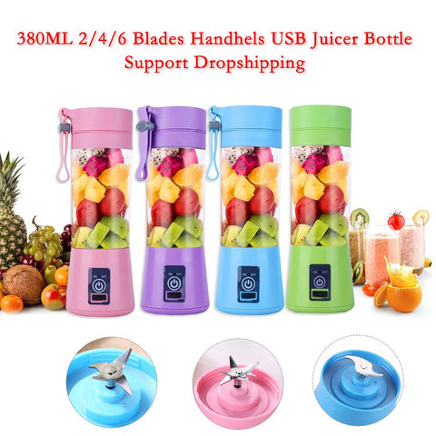  Blades Handhels Juicer Bottle Portable Mini USB Electric Fruit Citrus Lemon Juicer Blender Squeezer Reamer Machine-in Manual Juicers