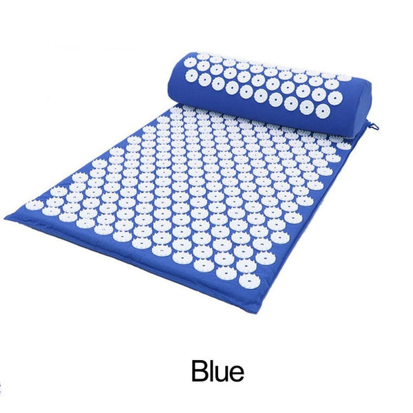 Cushion Acupressure Body Massage Relieve Stress Pain Massage Mat With Pillow blue color