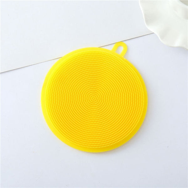 Buy Multifunction Silicone Dish Bowl Cleaning Brush Silicone Scouring Pad pink