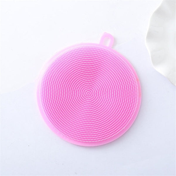 Multifunction Silicone Dish Bowl Cleaning Brush Silicone Scouring Pad pink