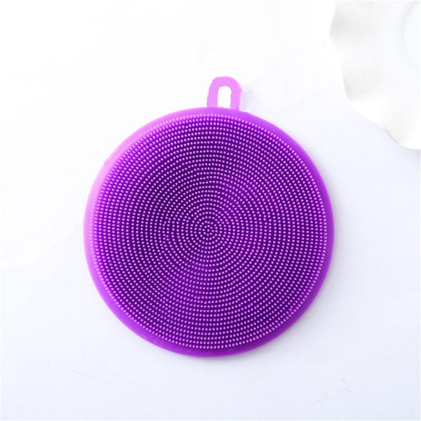 Buy Multifunction Silicone Dish Bowl Cleaning Brush Silicone Scouring Pad purple